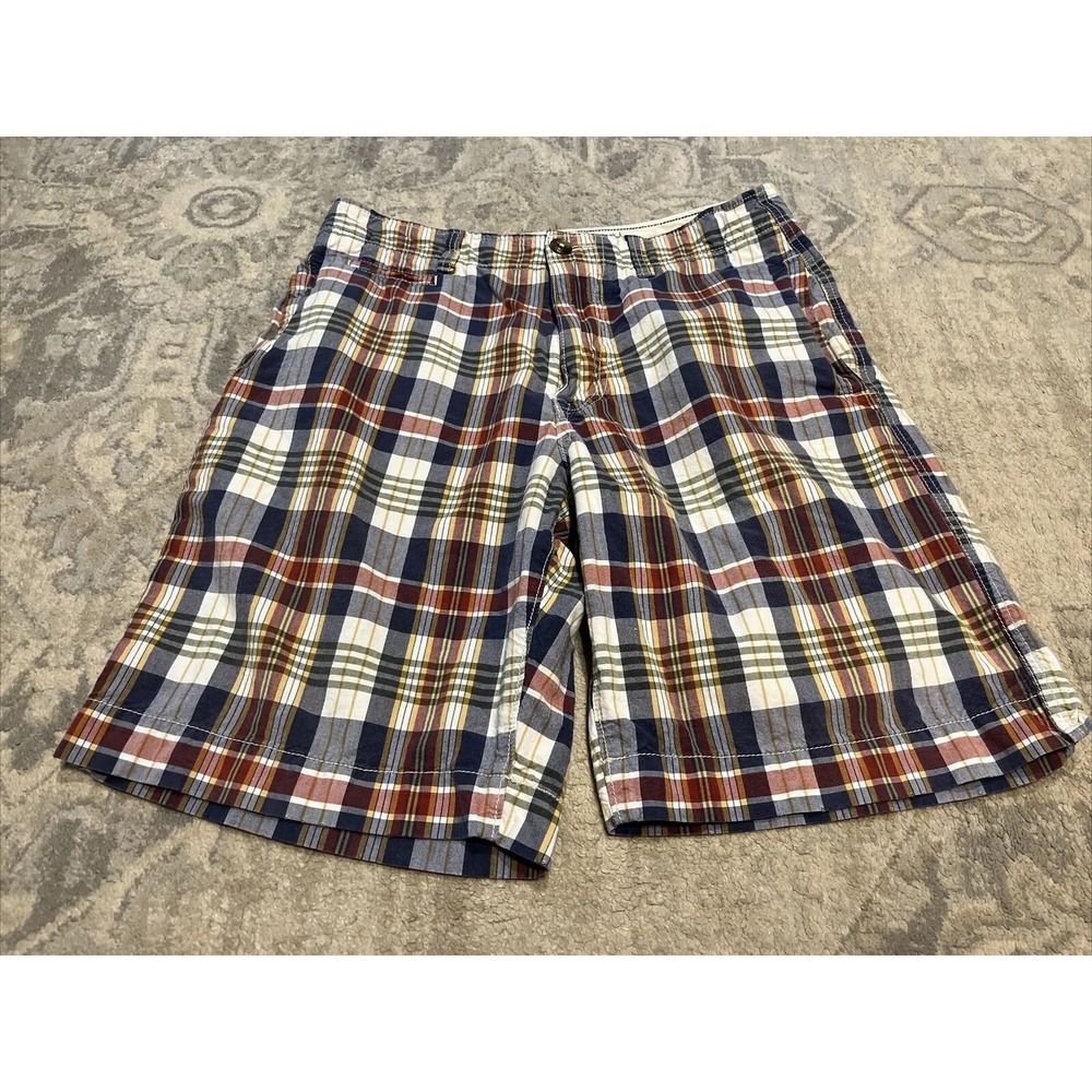 Men's size 32 American Eagle outfitters Red blue plaid Flat Front shorts